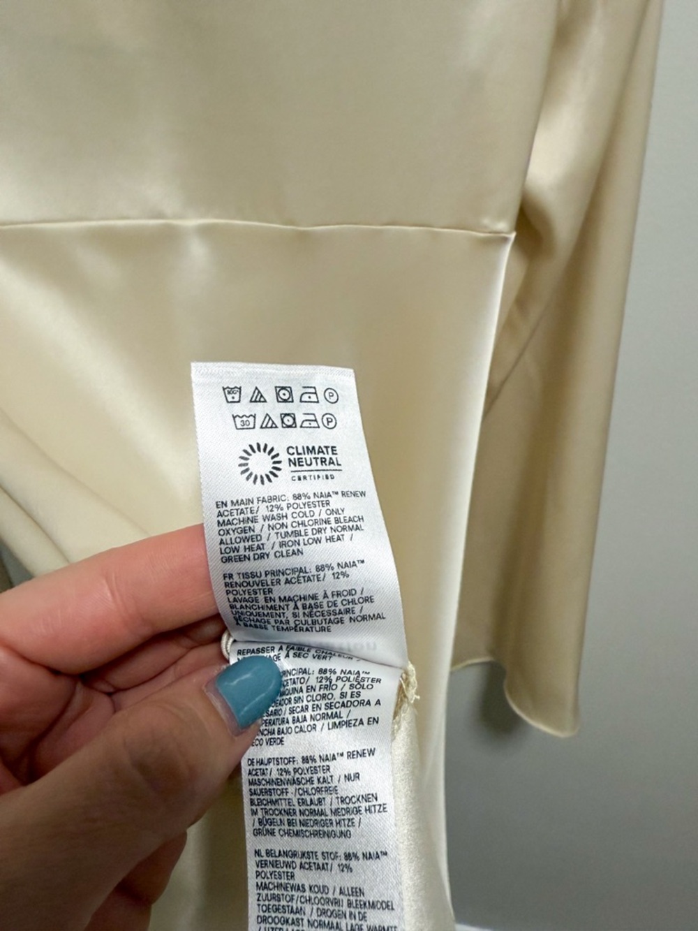 Reformation pike cream satin dress long sleeve silky mini elegant chic party NWT - Picture 7 of 8